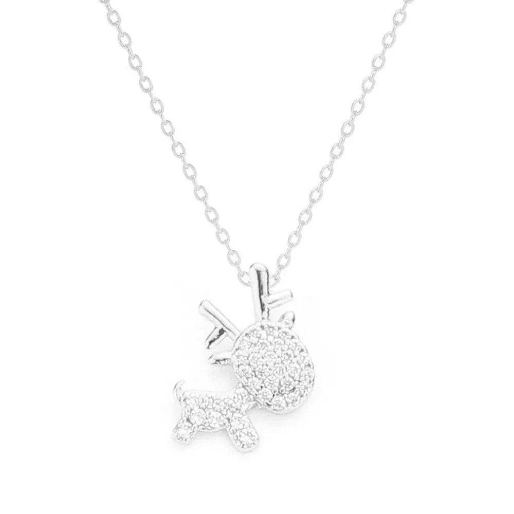 Gold White Gold Dipped CZ Reindeer Pendant Necklace - Jewelry Store by Erik Rayo