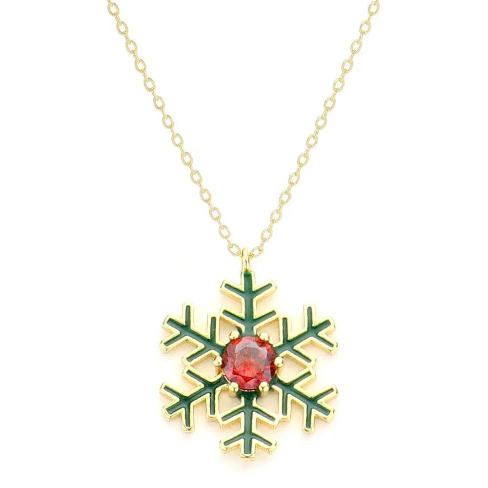 Gold Gold Dipped CZ Snowflake Pendant Necklace - Jewelry Store by Erik Rayo