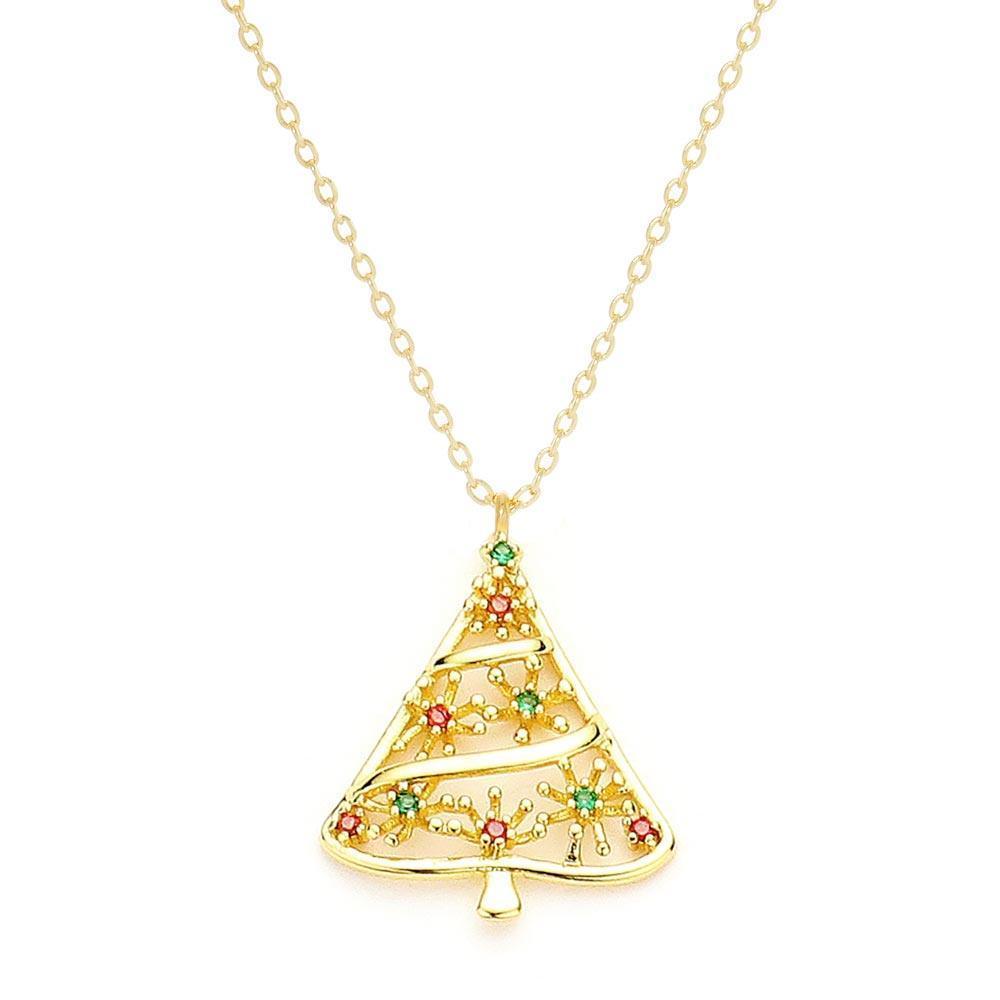 Gold Gold Dipped CZ Christmas Tree Pendant Necklace - Jewelry Store by Erik Rayo