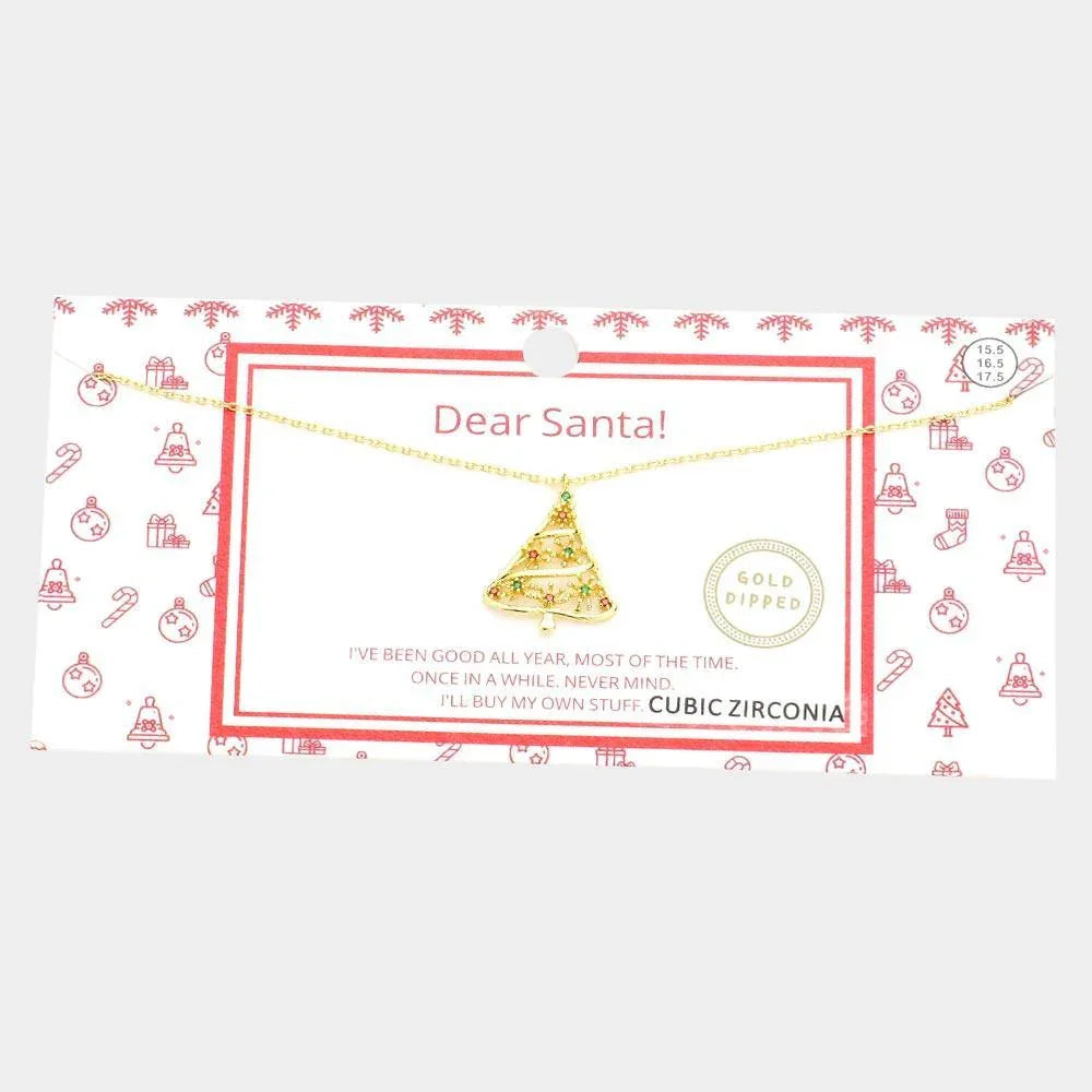 Gold Gold Dipped CZ Christmas Tree Pendant Necklace - Jewelry Store by Erik Rayo