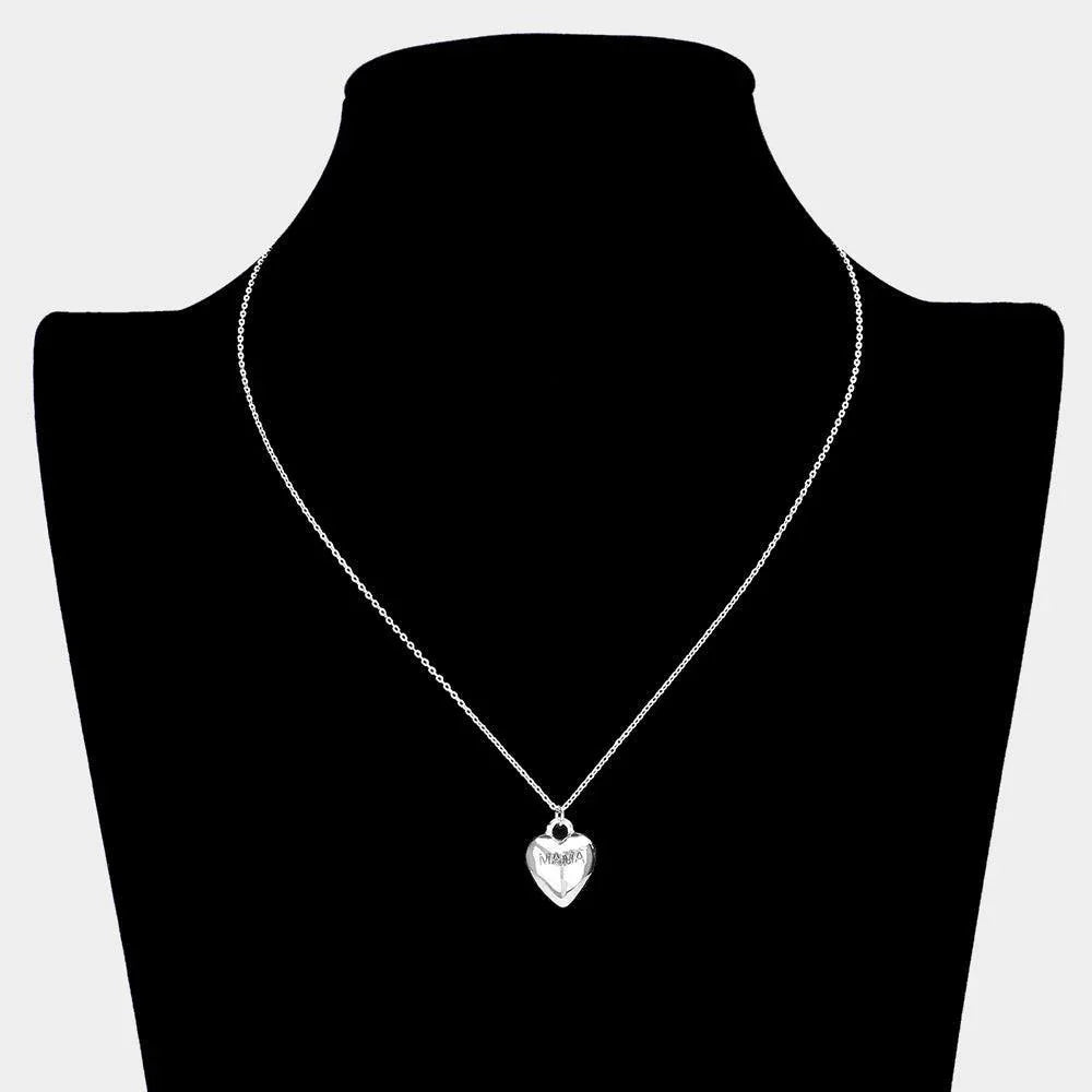 MAMA Message Metal Heart Pendant Necklace - Jewelry Store by Erik Rayo