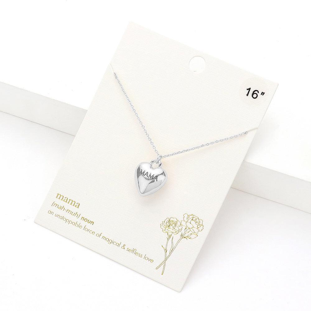 MAMA Message Metal Heart Pendant Necklace - Jewelry Store by Erik Rayo
