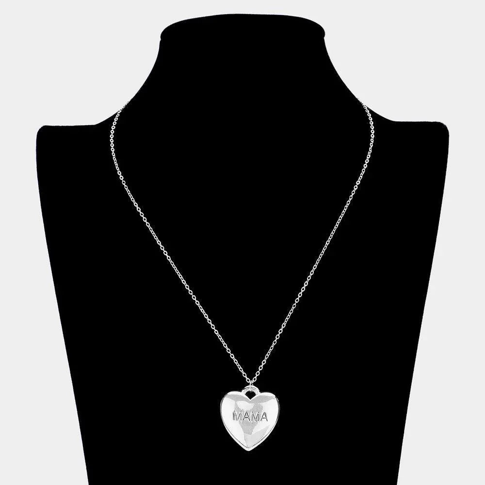 MAMA Message Metal Heart Pendant Necklace - Jewelry Store by Erik Rayo