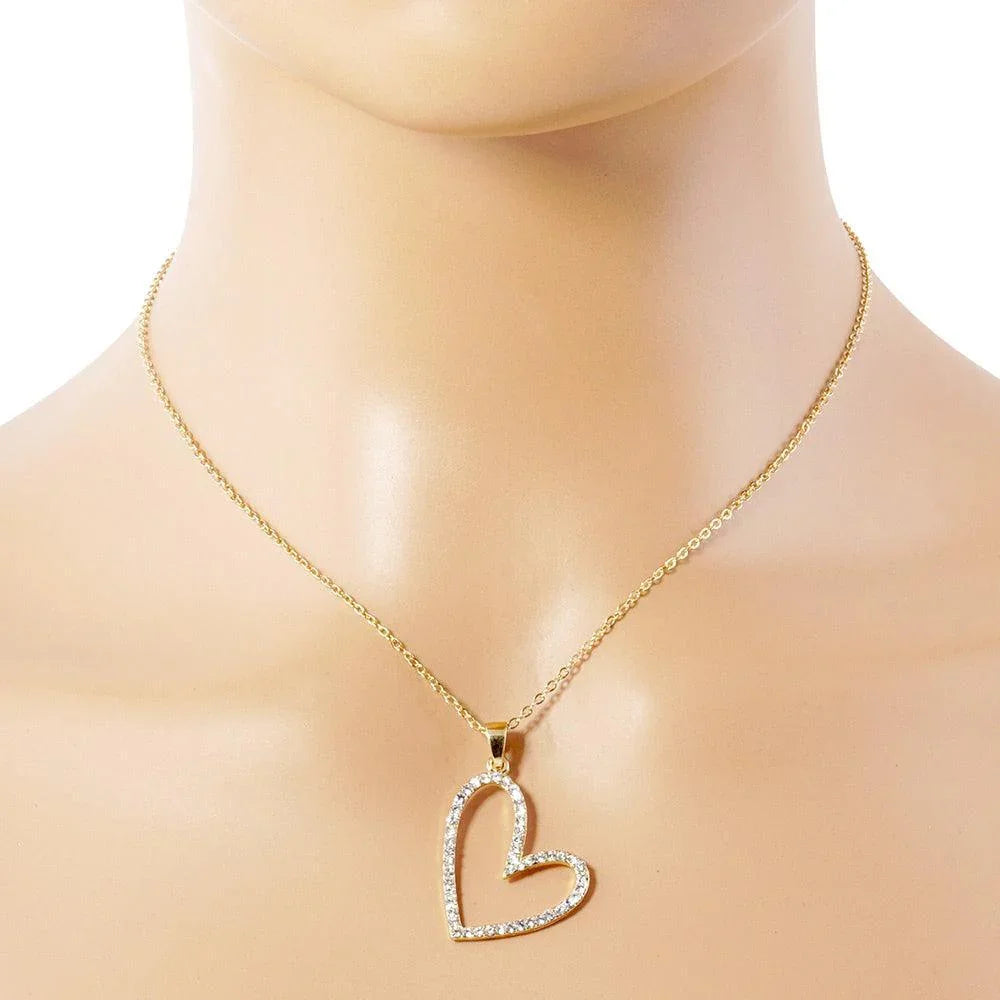 Gold Stone Paved Open Heart Pendant Necklace - Jewelry Store by Erik Rayo