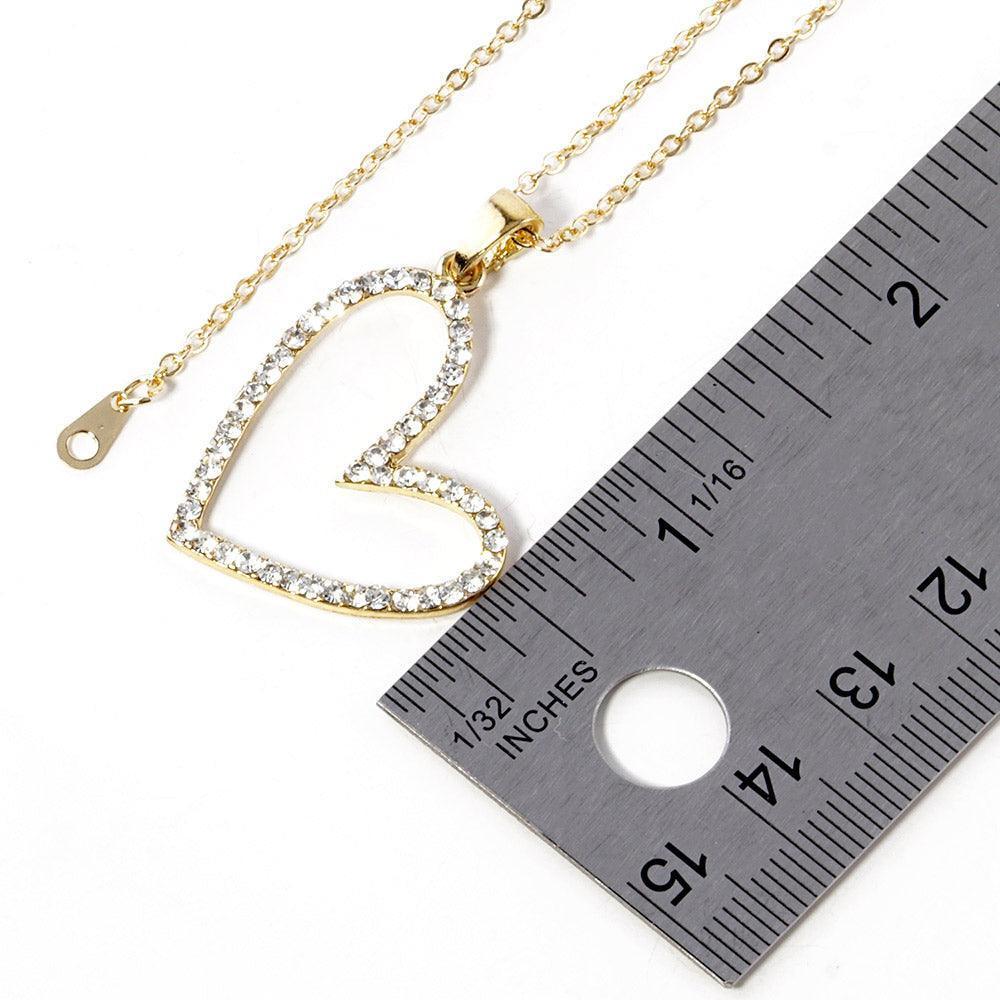 Gold Stone Paved Open Heart Pendant Necklace - Jewelry Store by Erik Rayo