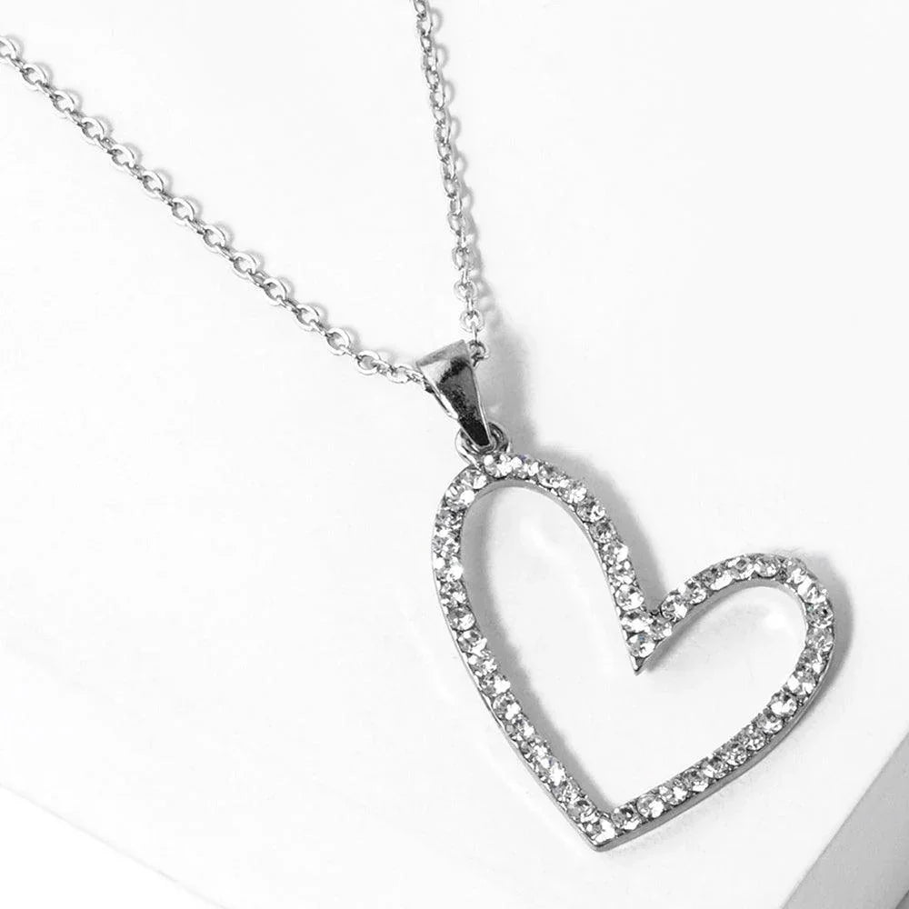 Stone Paved Open Heart Pendant Necklace - Jewelry Store by Erik Rayo