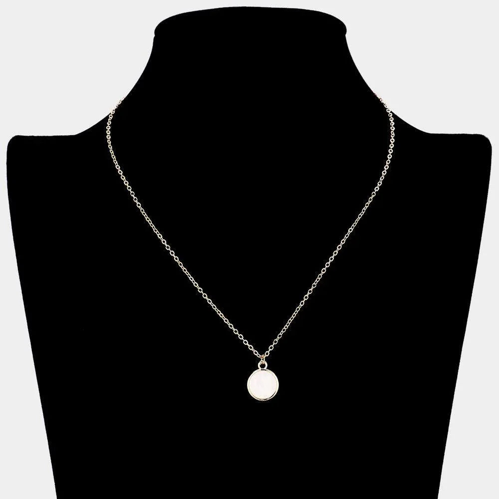 Cream Mother Of Pearl Disc Pendant Necklace - Jewelry Store by Erik Rayo