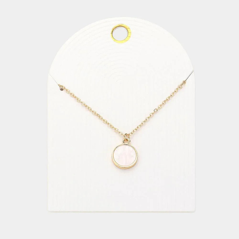 Cream Mother Of Pearl Disc Pendant Necklace - Jewelry Store by Erik Rayo