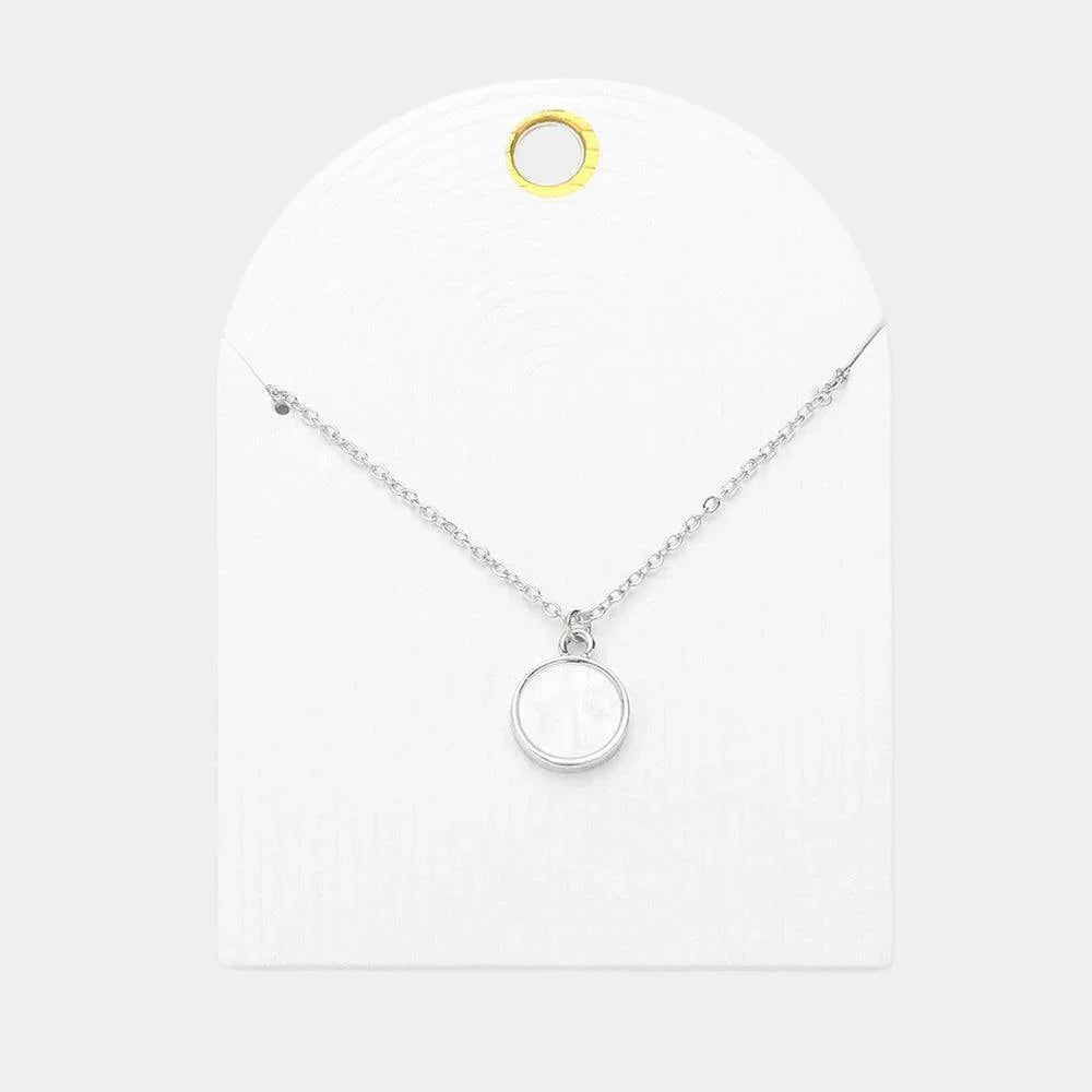 Cream Mother Of Pearl Disc Pendant Necklace - Jewelry Store by Erik Rayo