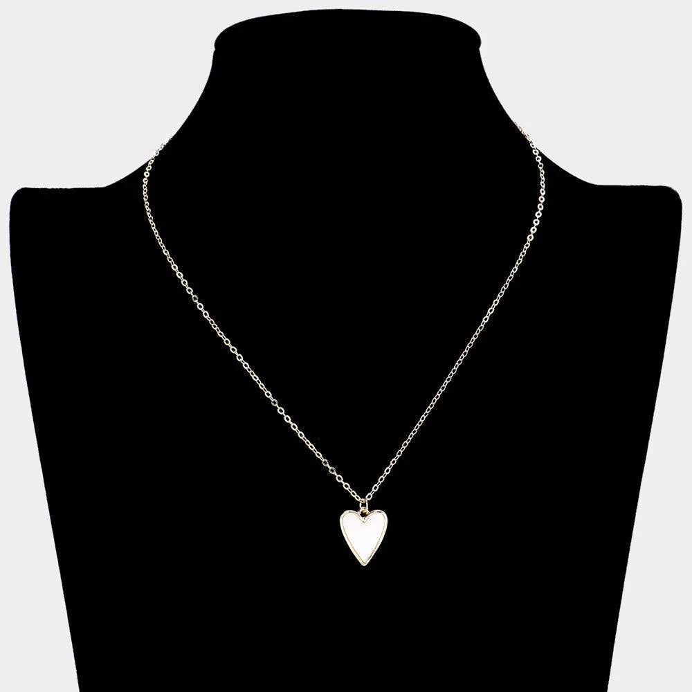 Cream Mother Of Pearl Heart Pendant Necklace - Jewelry Store by Erik Rayo
