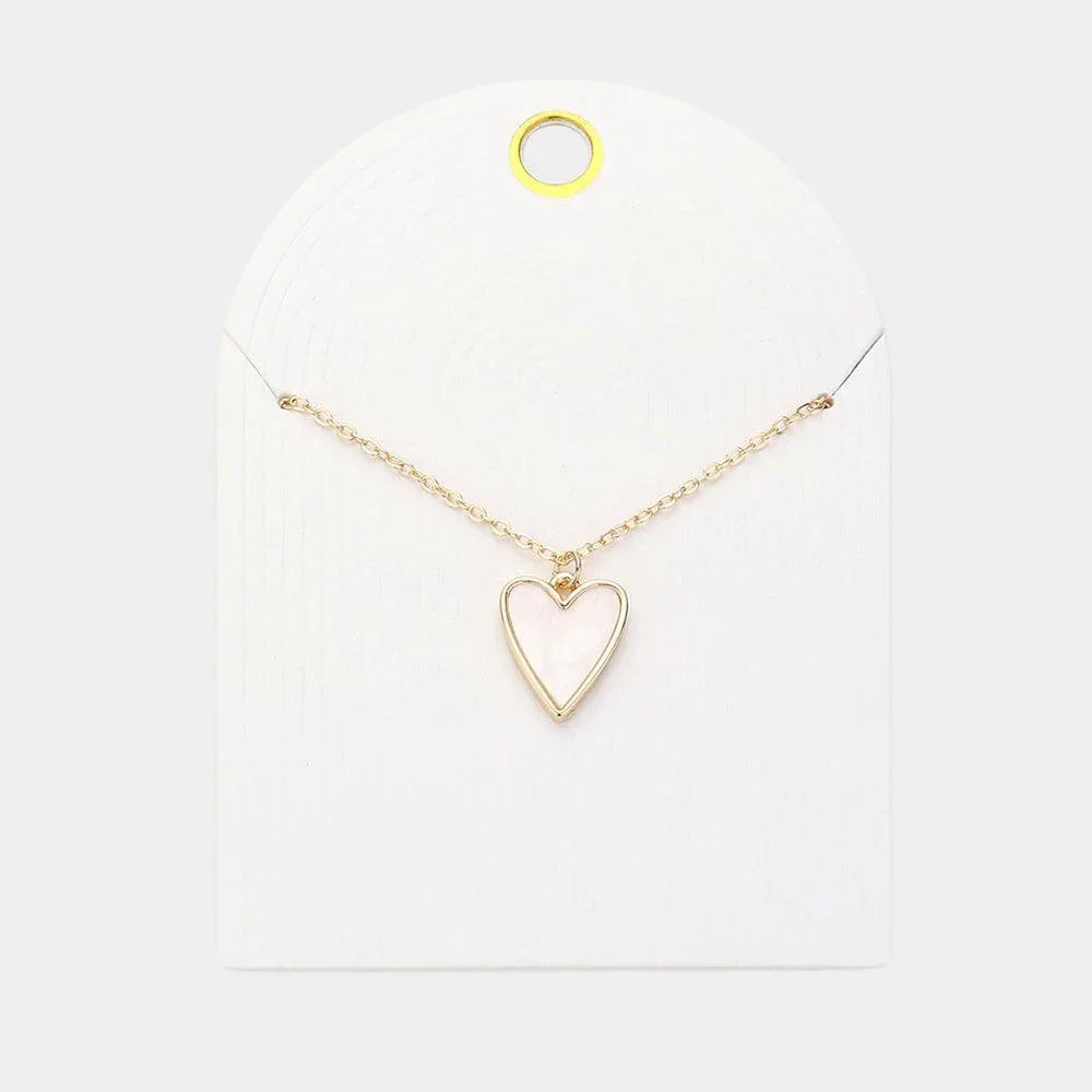 Cream Mother Of Pearl Heart Pendant Necklace - Jewelry Store by Erik Rayo