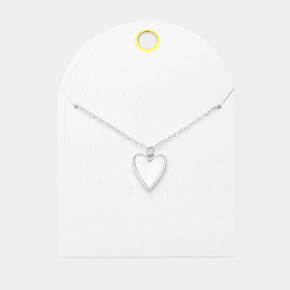 Cream Mother Of Pearl Heart Pendant Necklace - Jewelry Store by Erik Rayo