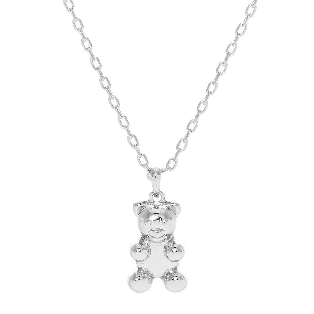 Gold White Gold Dipped Metal Bear Pendant Necklace - Jewelry Store by Erik Rayo