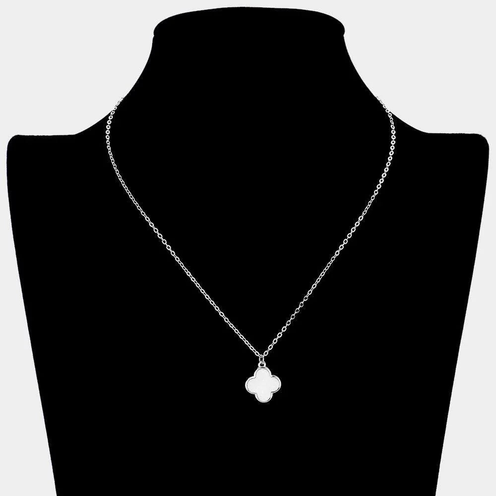 Cream Mother Of Pearl Quatrefoil Pendant Necklace - Jewelry Store by Erik Rayo
