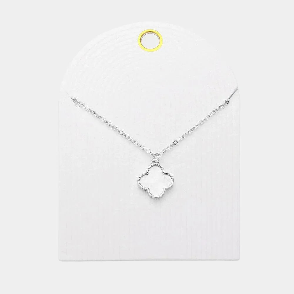 Cream Mother Of Pearl Quatrefoil Pendant Necklace - Jewelry Store by Erik Rayo
