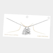 Load image into Gallery viewer, Gold White Gold Dipped CZ Embellished Double Metal Bear Pendant Necklace
