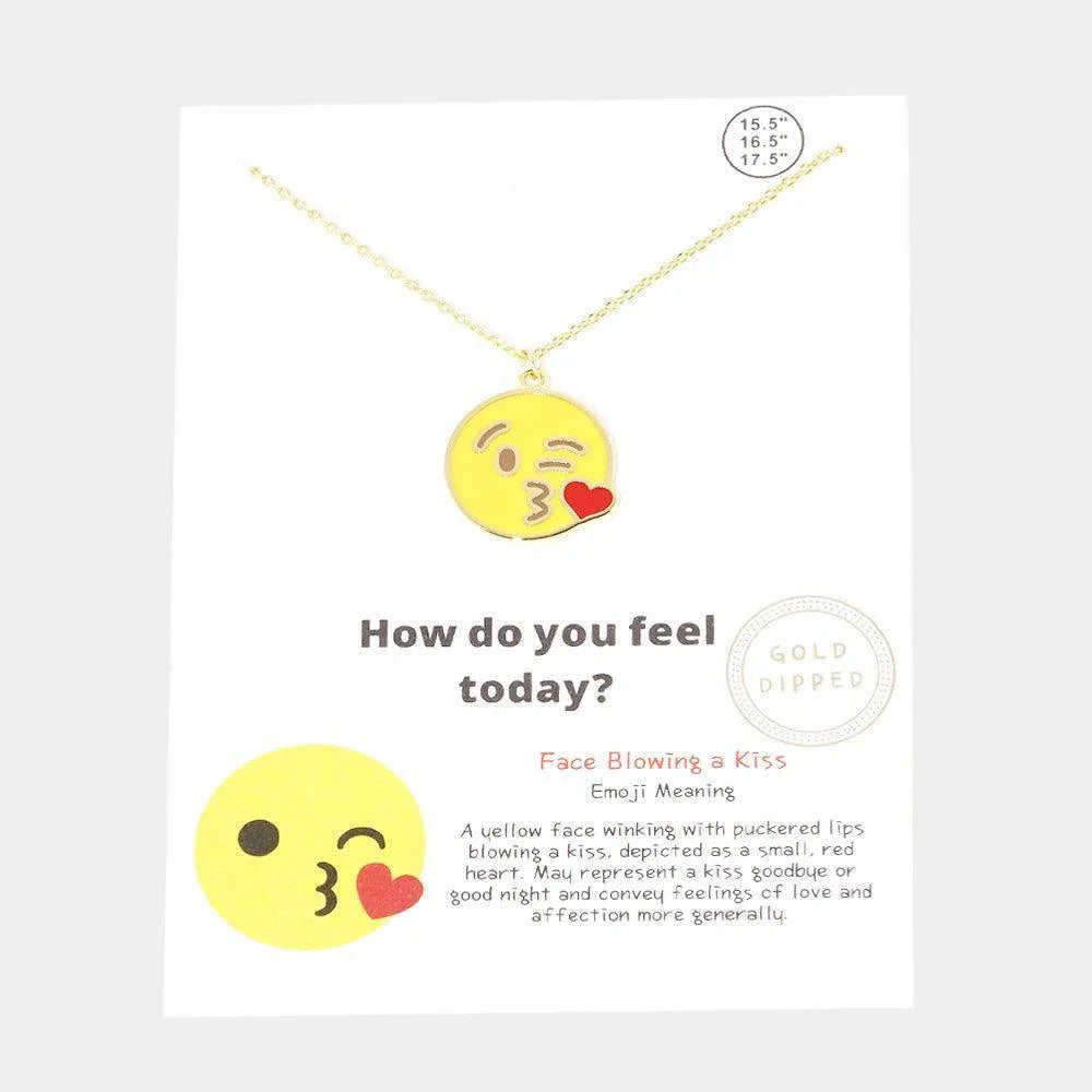 Gold Gold Dipped Emoji Enamel Metal Round Pendant Necklace - Jewelry Store by Erik Rayo