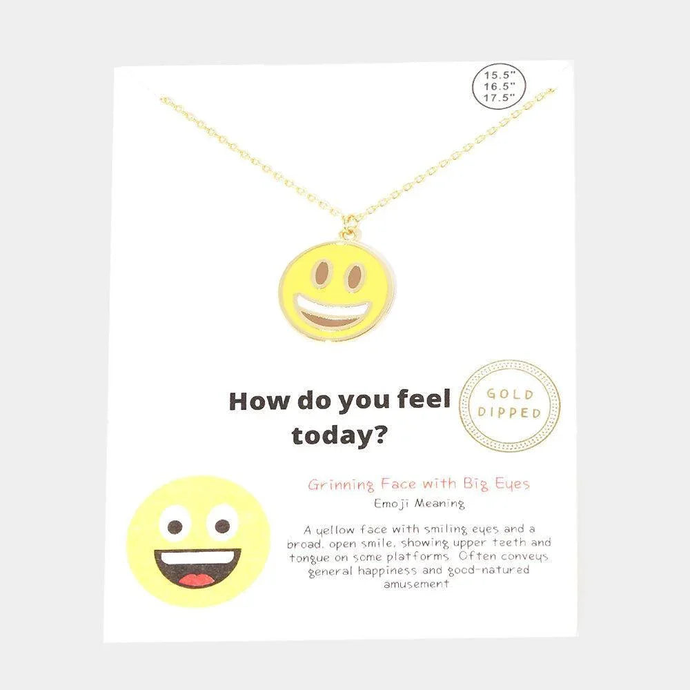 Gold Gold Dipped Emoji Enamel Metal Round Pendant Necklace - Jewelry Store by Erik Rayo