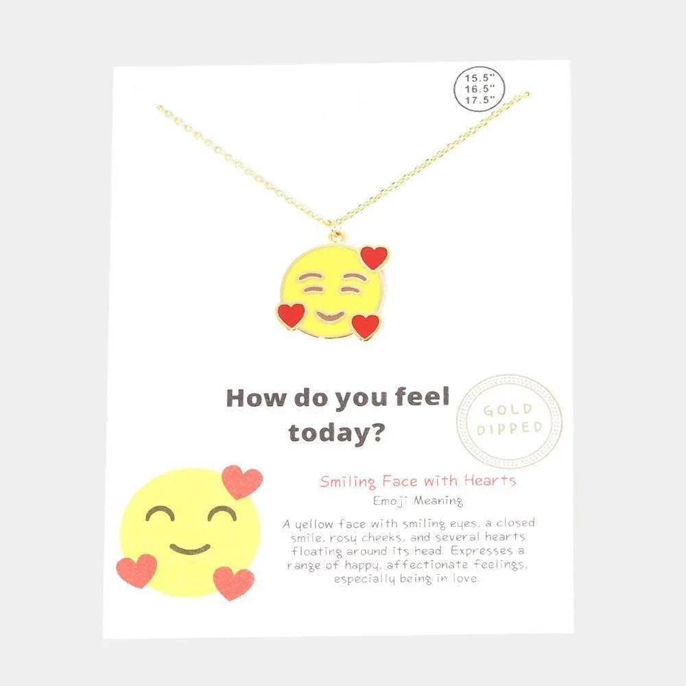 Gold Gold Dipped Emoji Enamel Metal Round Pendant Necklace - Jewelry Store by Erik Rayo