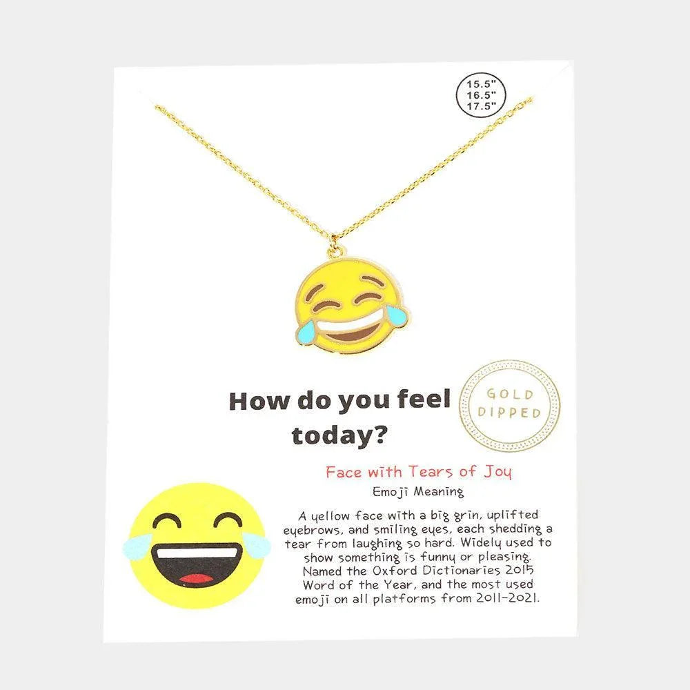 Gold Gold Dipped Emoji Enamel Metal Round Pendant Necklace - Jewelry Store by Erik Rayo
