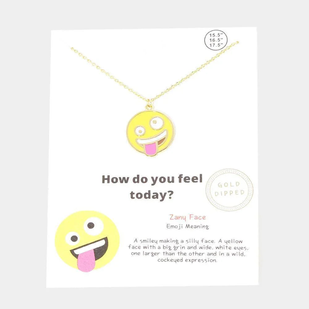 Gold Gold Dipped Emoji Enamel Metal Round Pendant Necklace - Jewelry Store by Erik Rayo