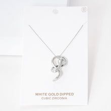 Load image into Gallery viewer, Gold White Gold Dipped CZ Embellished Metal Snake Pendant Necklace
