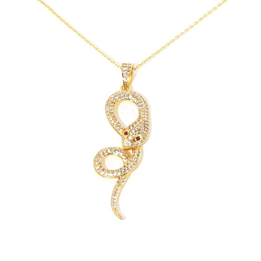 Gold Gold Dipped CZ Snake Pendant Necklace - Jewelry Store by Erik Rayo