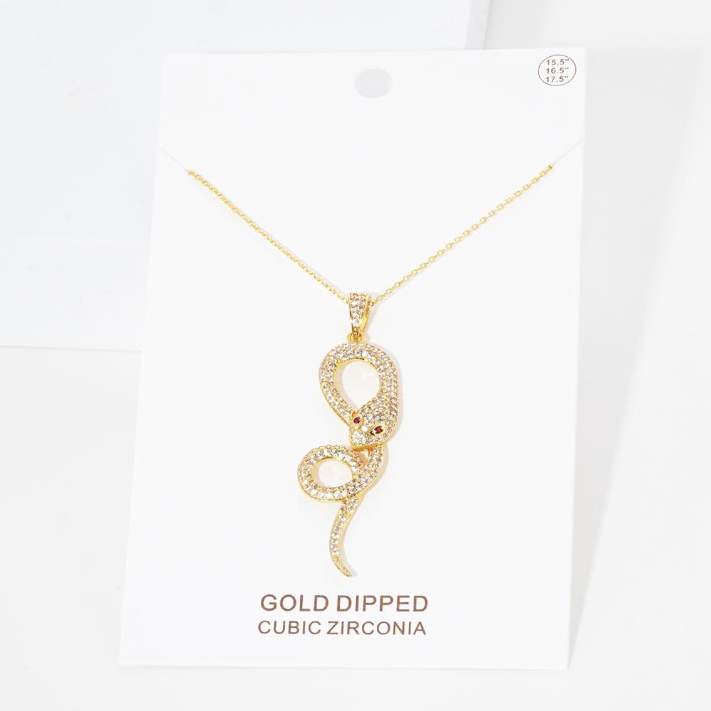 Gold Gold Dipped CZ Snake Pendant Necklace - Jewelry Store by Erik Rayo