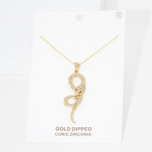 Load image into Gallery viewer, Gold Gold Dipped CZ Snake Pendant Necklace
