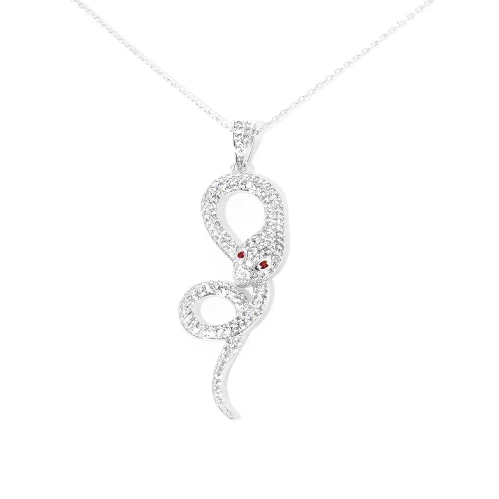 Gold White Gold Dipped CZ Snake Pendant Necklace - Jewelry Store by Erik Rayo