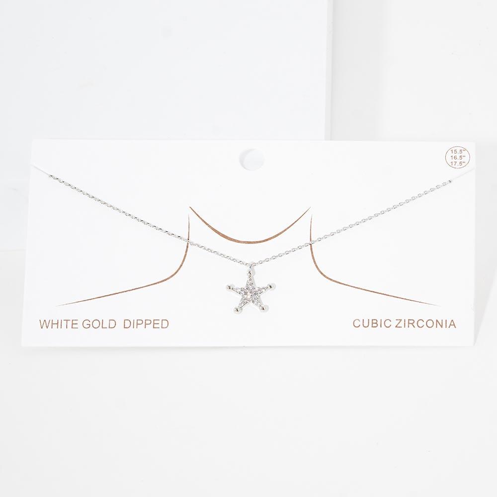 Gold White Gold Dipped CZ Star Pendant Necklace - Jewelry Store by Erik Rayo