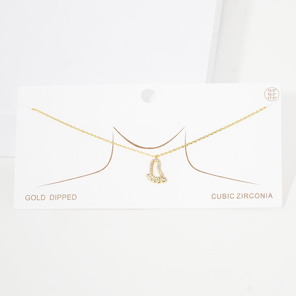 Gold Gold Dipped CZ Footprint Pendant Necklace - Jewelry Store by Erik Rayo