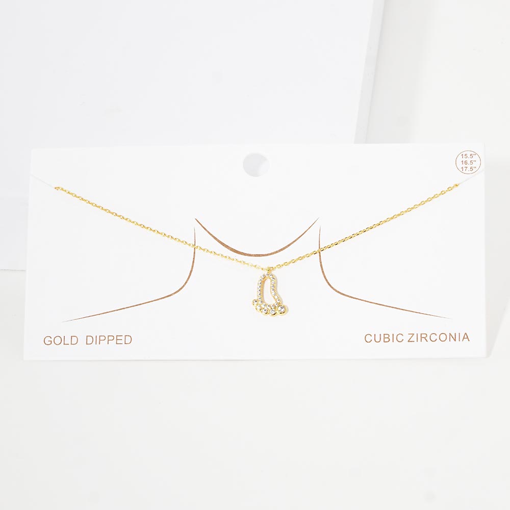 Gold Gold Dipped CZ Footprint Pendant Necklace