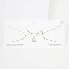 Load image into Gallery viewer, Gold White Gold Dipped CZ Footprint Pendant Necklace
