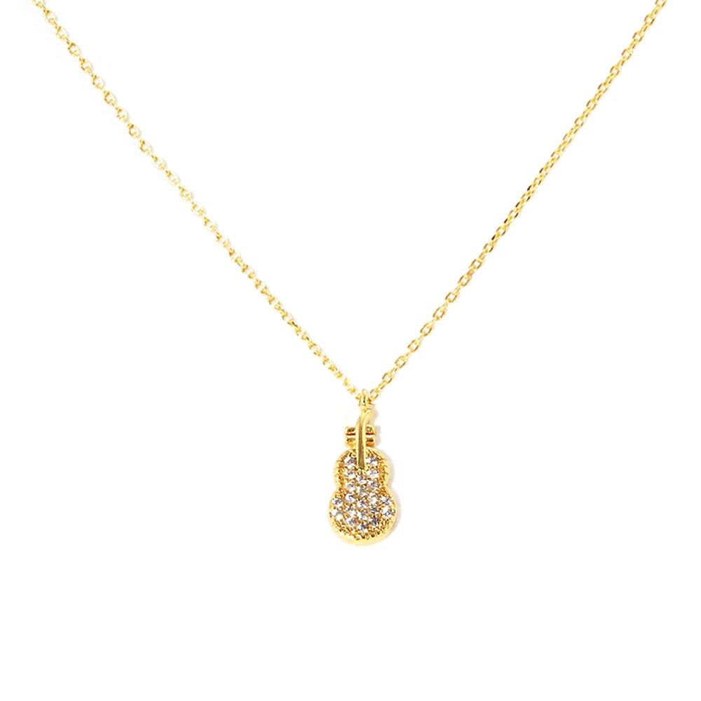 Gold Gold Dipped CZ Violin Pendant Necklace - Jewelry Store by Erik Rayo
