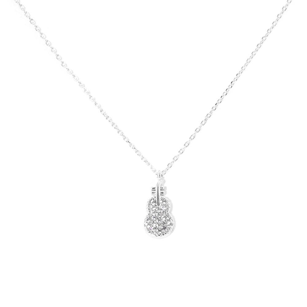 Gold White Gold Dipped CZ Violin Pendant Necklace - Jewelry Store by Erik Rayo