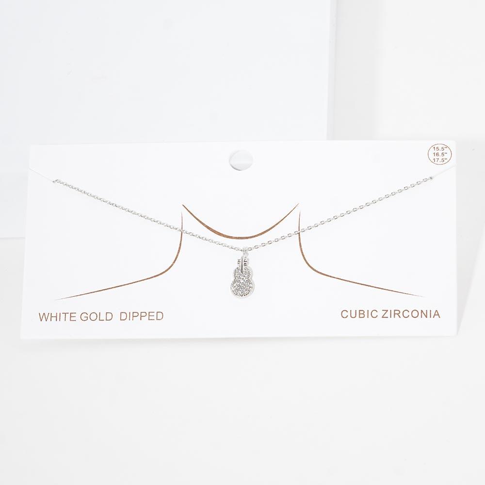 Gold White Gold Dipped CZ Violin Pendant Necklace - Jewelry Store by Erik Rayo