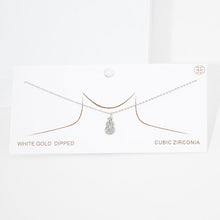 Load image into Gallery viewer, Gold White Gold Dipped CZ Violin Pendant Necklace
