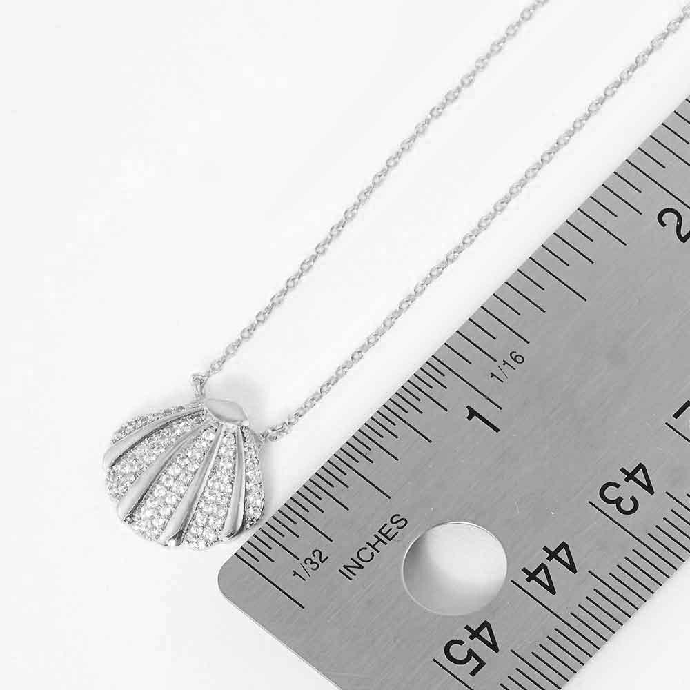 Gold White Gold Dipped CZ Embellished Metal Shell Pendant Necklace - Jewelry Store by Erik Rayo