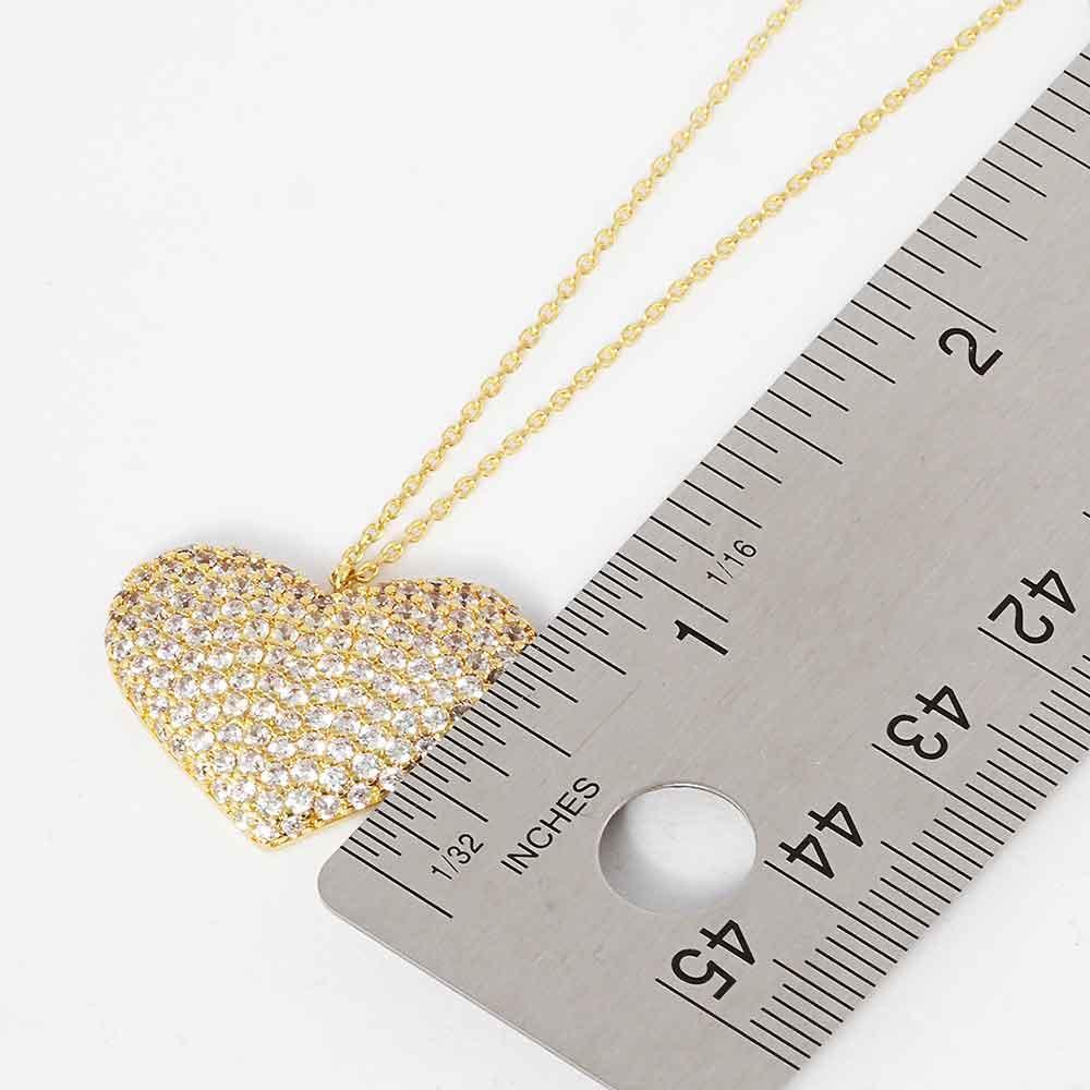 Gold Gold Dipped CZ Embellished Metal Heart Pendant Necklace - Jewelry Store by Erik Rayo