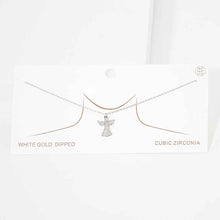 Load image into Gallery viewer, Gold White Gold Dipped CZ Embellished Metal Angel Pendant Necklace
