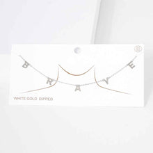 Load image into Gallery viewer, Gold BRAVE White Gold Dipped Metal Message Pendant Station Necklace
