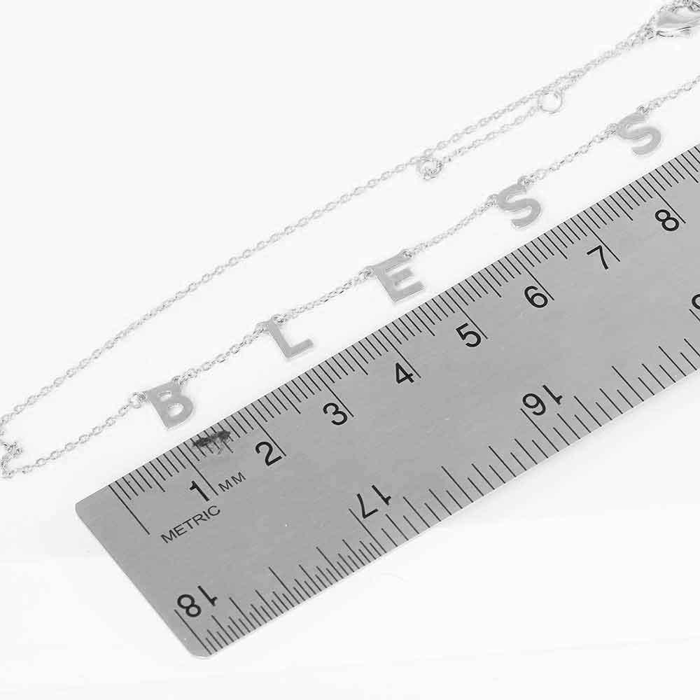 Gold BLESSED White Gold Dipped Metal Message Pendant Station Necklace - Jewelry Store by Erik Rayo