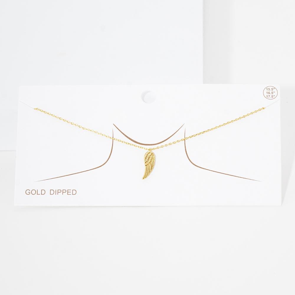 Gold Gold Dipped Metal Wing Pendant Necklace - Jewelry Store by Erik Rayo
