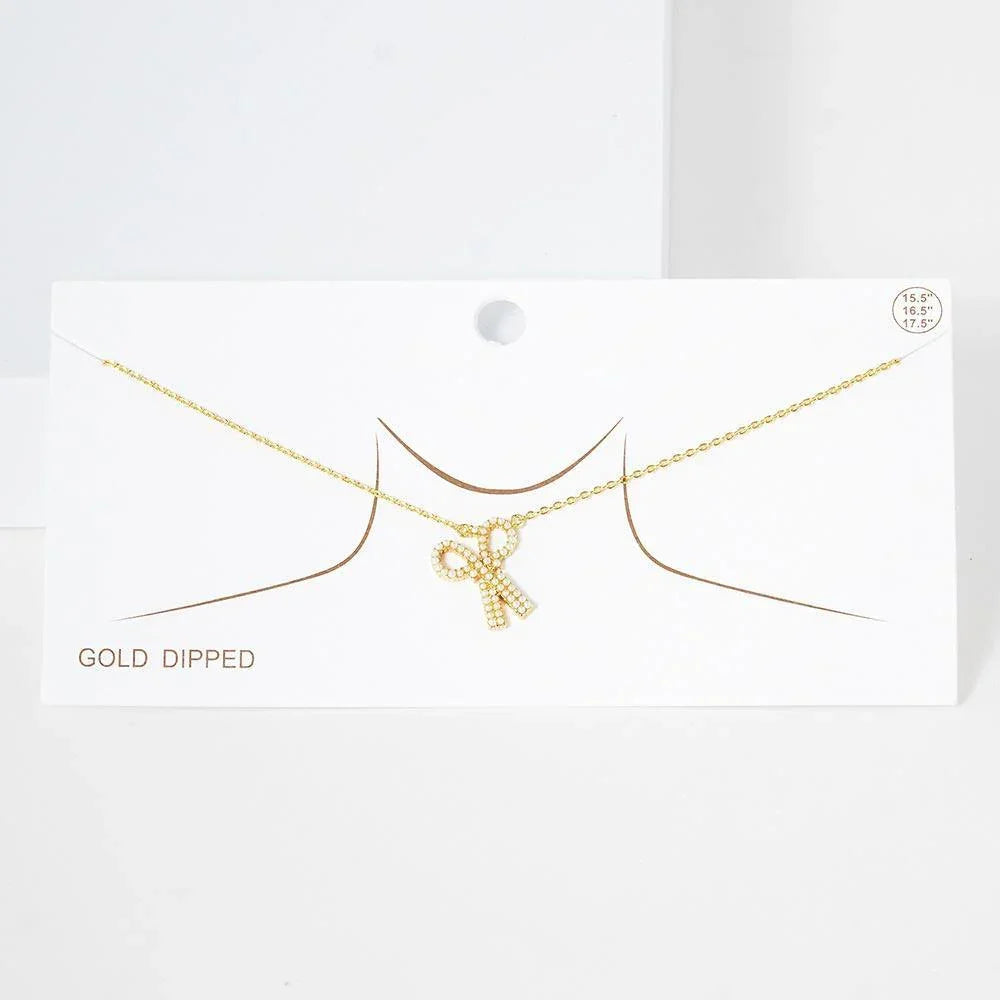 Gold Gold Dipped Pearl Embellished Metal Scissors Pendant Necklace - Jewelry Store by Erik Rayo