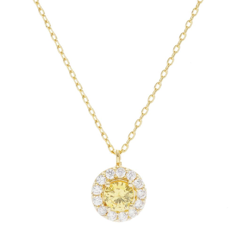 Yellow Gold Dipped CZ Round Pendant Necklace - Jewelry Store by Erik Rayo