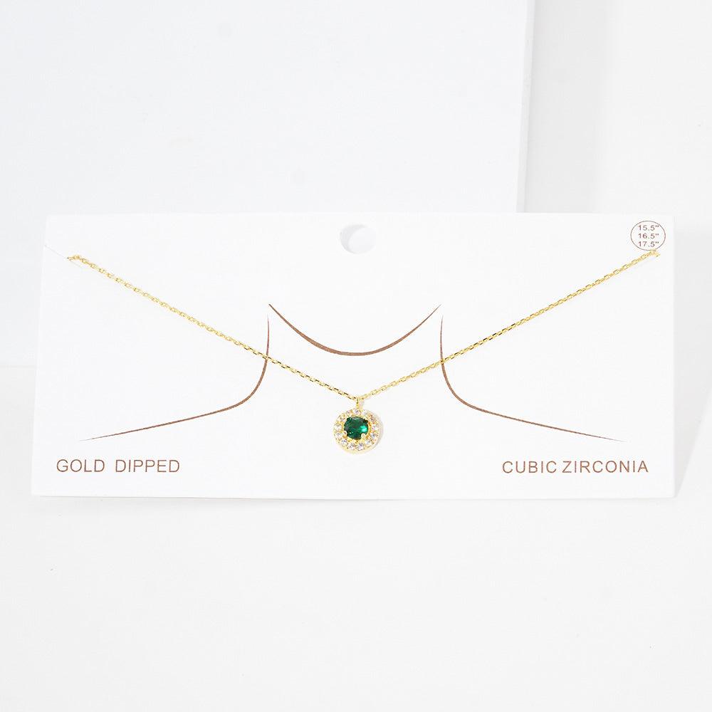 Gold Gold Dipped CZ Round Pendant Necklace - Jewelry Store by Erik Rayo