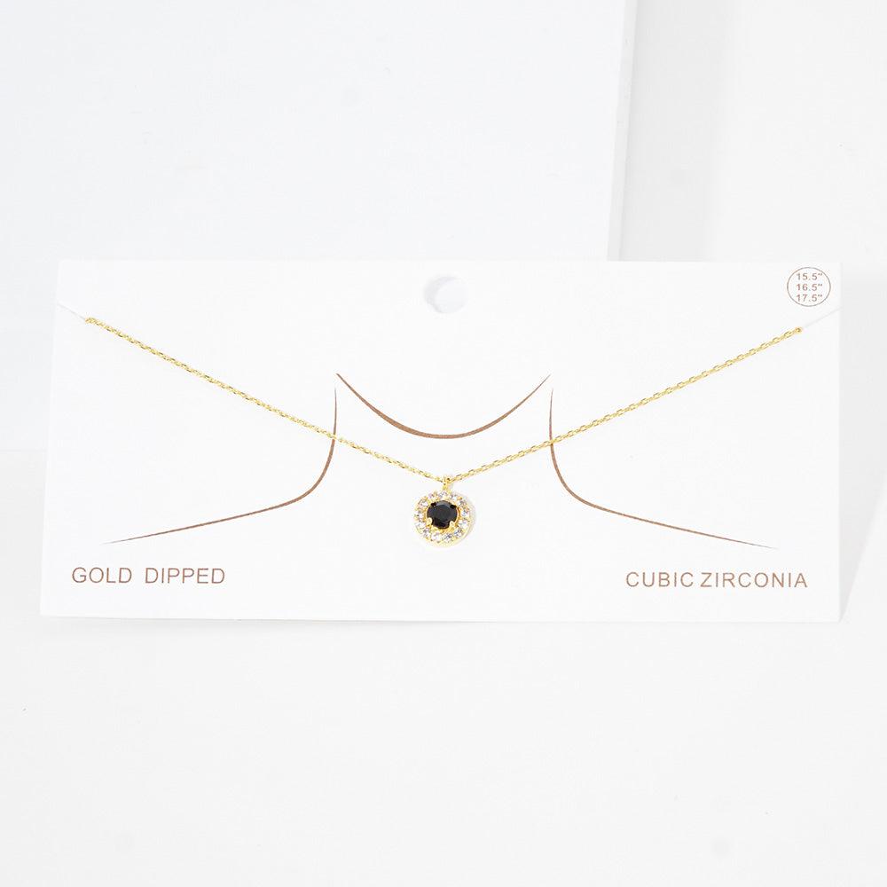 Gold Gold Dipped CZ Round Pendant Necklace - Jewelry Store by Erik Rayo