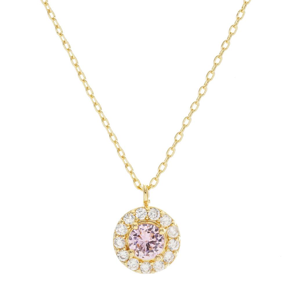 Pink Gold Dipped CZ Round Pendant Necklace - Jewelry Store by Erik Rayo
