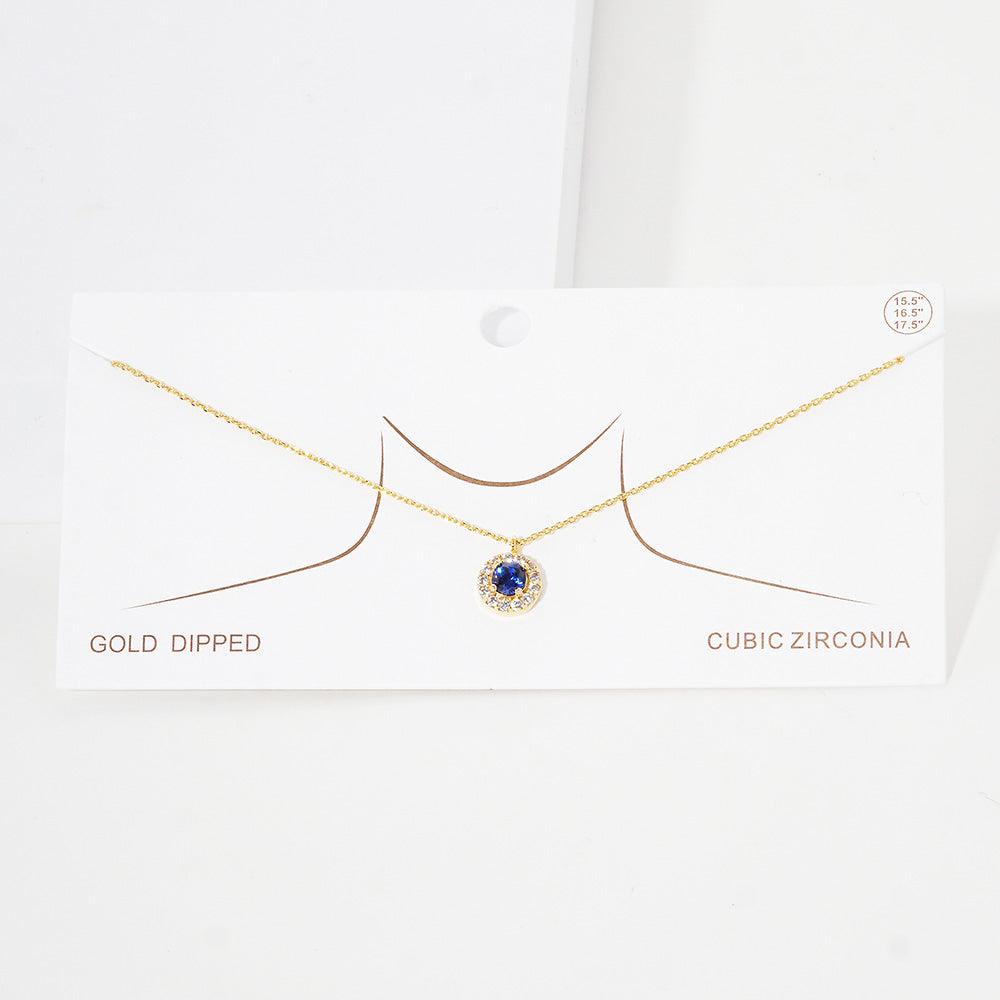 Gold Gold Dipped CZ Round Pendant Necklace - Jewelry Store by Erik Rayo
